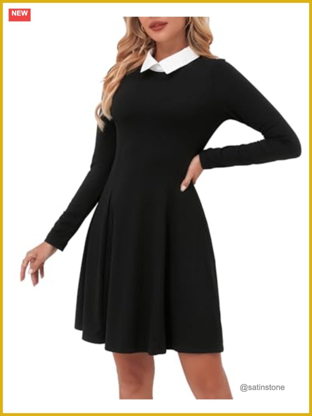 Peter Pan Collar Long Sleeve Skater Dress Halloween Costume Fit & Flare